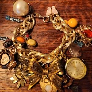 Gold Charm Bracelet with Colorful Accents